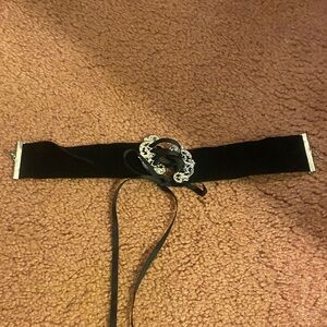 Black Velvet Choker with Silver Embellishment